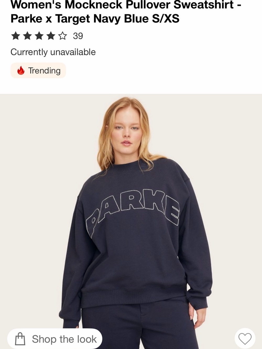 Parke x Target Navy Mockneck Pullover Sweatshirt